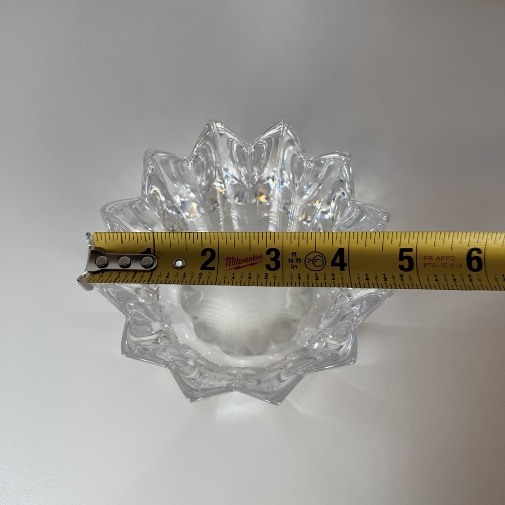 Trinket Bowl Orrefors Sweden small crystal Fleur 3"x4" glass Star Shaped Decor - Picture 6 of 8